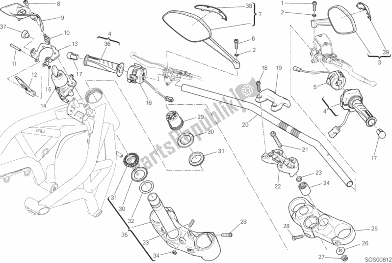 Wszystkie części do Kierownica I Elementy Steruj? Ce Ducati Monster 821 USA 2017